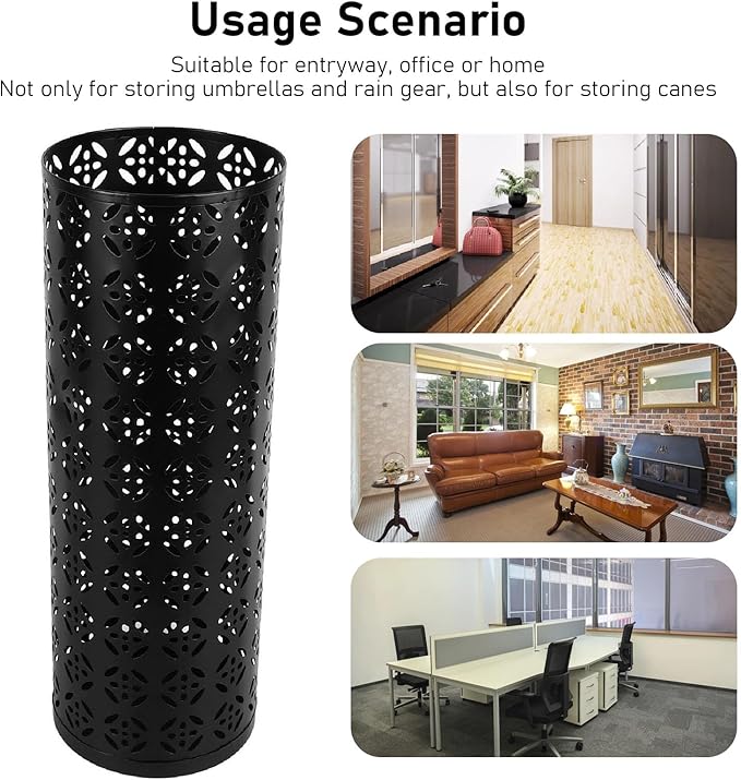 Round Umbrella Organizer Bin, Freestanding Metal Umbrella Holder Umbrella Stand Rack for Entryway, Canes Walking Sticks Holder Rain Collection for Home, Office (M 100x70cm / 39.37x27.56in)