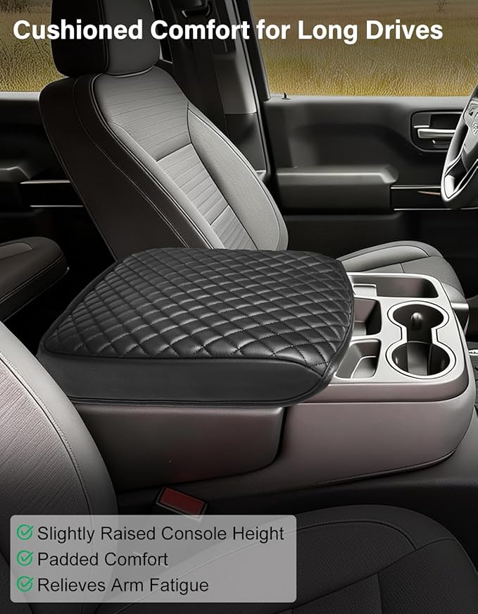 Center Console Armrest Cover for 2019-2026 Chevy Silverado & GMC Sierra 1500 2500 3500 HD Accessories,Microfiber Leather Arm Rest Lid Protector Pad, Anti-Scratch(Fits Jump Seat Console Only)