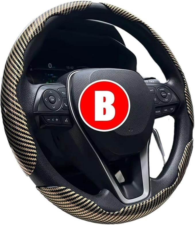 3PCS Universal Car Steering Wheel Cover - Warm Winter 38cm Round Glossy Laser Carbon Fiber fit for Interior Accessories(3PCS Yellow)