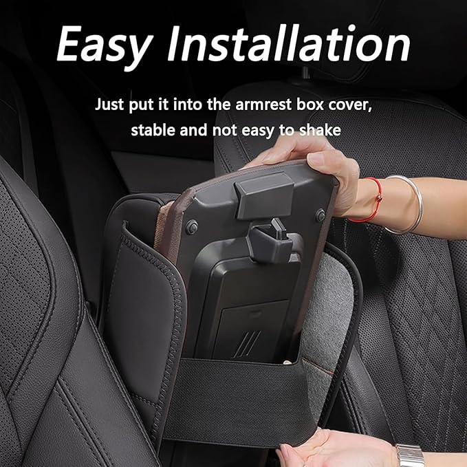 Car Center Console Cover for Honda Pilot 2023 2024 2025, Memory Foam Arm Rest Cushion Pad Waterproof Non-Slip Universal Interior Accessories with Pocket and Tissue Box,Brown