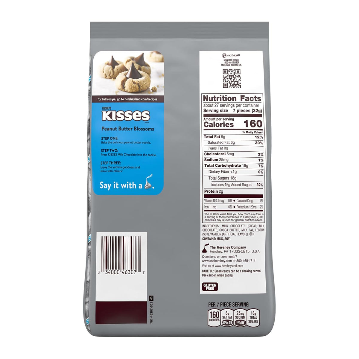 HERSHEY'S KISSES Milk Chocolate Candy Party Pack, 30 oz