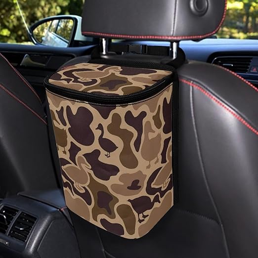 Duck Hunter Camo Car Garbage Can Organizers Storage Bag Bin Fit Most Vehicle Waste Basket Automobile Trash Bin Auto Accessories