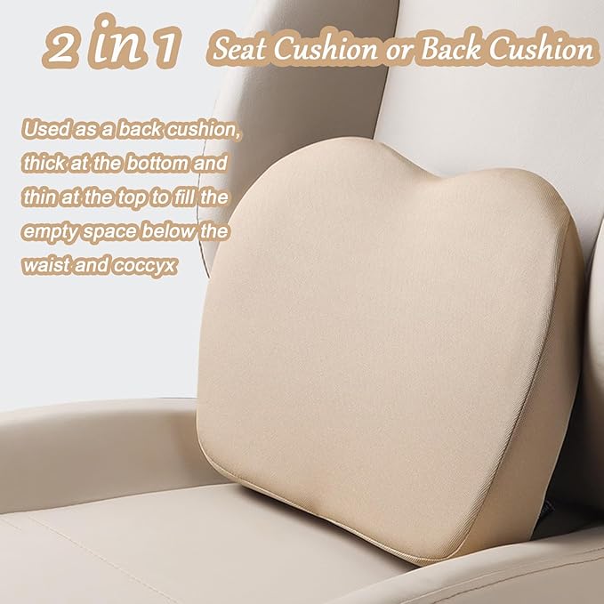 2 in 1 Wedge Car Cushions for Driving - Adult Booster Seat for Car to Raise Height - 3.5 Inches Memory Foam Driver Seat Cushion Lumbar Support for Car Truck Seat,Black