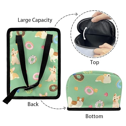 Pastel Green Puppy Donut Car Garbage Container, Adorable Illustrated Trash Bin for Car Interior