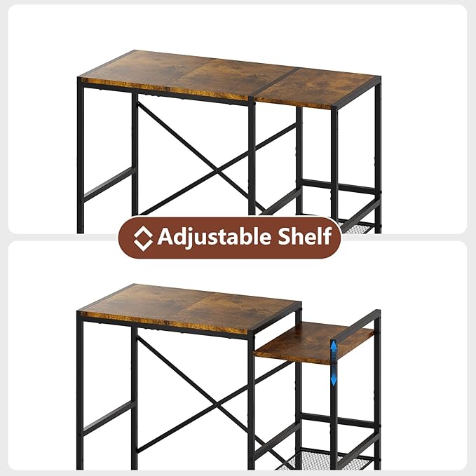 Mini Fridge Stand with Storage Shelves, Wine Cabinet, Microwave Stand, Coffee Bar, TV Stand, Bakers Rack, Beverage Refrigerator Table Adjustable for Dorm Apartment Kitchen Rustic Brown