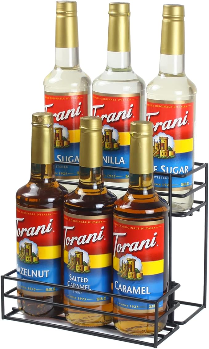 Coffee Syrup Organizer(6 Bottle Capacity),Coffee Syrup Rack for Coffee Bar,Kitchen.Small Wine Rack for Bar,Family,Storage for Syrup, Wine, Dressing