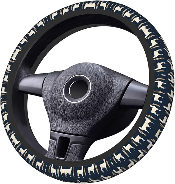 Llamas Pattern Car Steering Wheel Cover, 15 Inch Steering Wheel Cover Stylish Decor for Most Cars