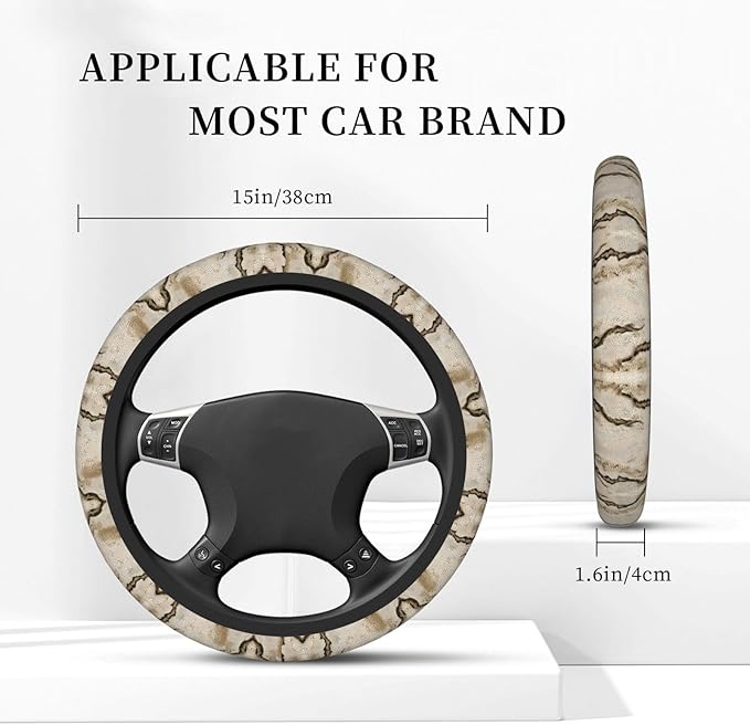 Nude Snake-Skins Texture Car Steering Wheel Cover, 15 Inch Steering Wheel Cover Stylish Decor for Most Cars