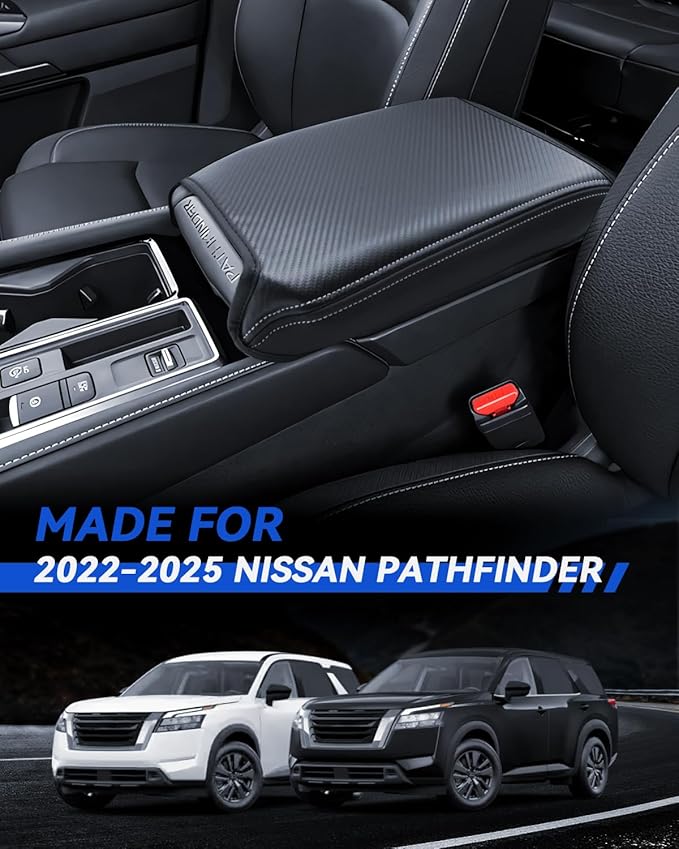 Armrest Cover for 2022 2023 2024 2025 Nissan Pathfinder(S/SV/SL/Rock Creek/Platinum) Accessories Center Console Middle Lid Pad Protector for Car Elbow Rest