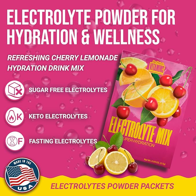 Dr. Price’s Electrolytes Hydration Powder Packets – Cherry Lemonade, 30 Packs | Sugar Free Electrolyte Drink Mix, 72+ Trace Minerals, Manganese | Keto, Vegan, Doctor-Formulated, Made in USA