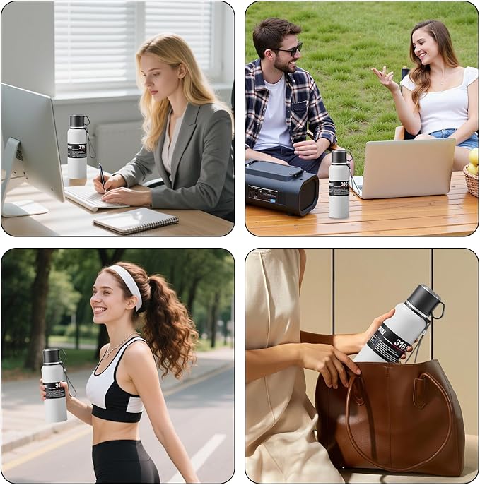 Double wall vacuum Leakproof stainless steel wide mouth insulated water bottle;tea tumbler with tea strainer infuser basket,cup and lid; travel coffee thermoses hot drinks;portable cold thermal flask