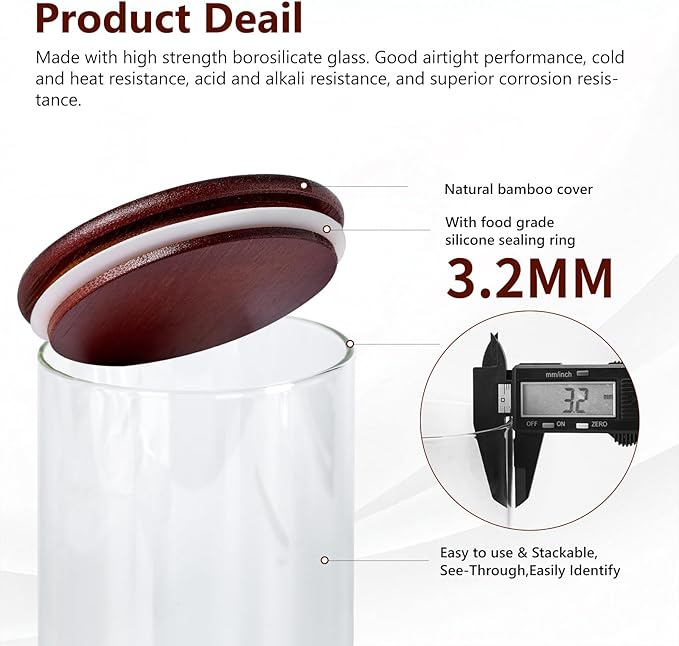 ZOMUIA Glass Coffee Containers Airtight Coffee Bean Storage Canisters with Shelf, 3Pcs 44oz Coffee Station Organizer, Kitchen Food Storage Jars for Sugar, Candy, Oats, Nuts (Retro)