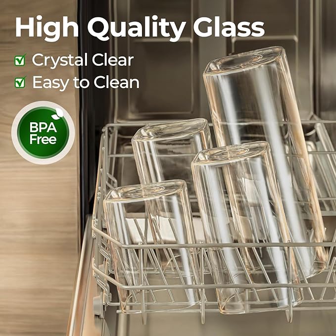 ComSaf 1.8Qt Rectangular Glass Food Storage Containers with Lids, 3-Piece Airtight Cereal Containers Storage, Glass Jars with Bamboo Lids, Space Saving Pantry Organizers for Flour, Pasta, Nut & Coffee