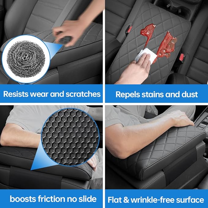 CRV Center Console Cover/Pad Fit 2023 2024 2025 2026,Faux Leather Honda CRV Armrest Mat,Ergonomic Support Cushion,Console Protector,Waterproof Wear-Resistant Scratch-Resistant