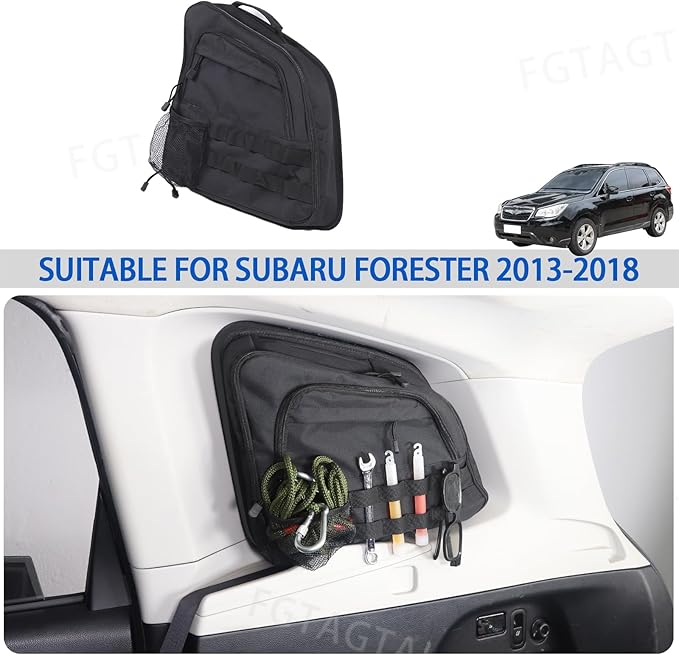 Rear Trunk Storage Organizer Box Compatible with Subaru Forester 2013-2018, Rear Right Window Storage Organizer Bag, Interior Storage Accessories(Right Side)