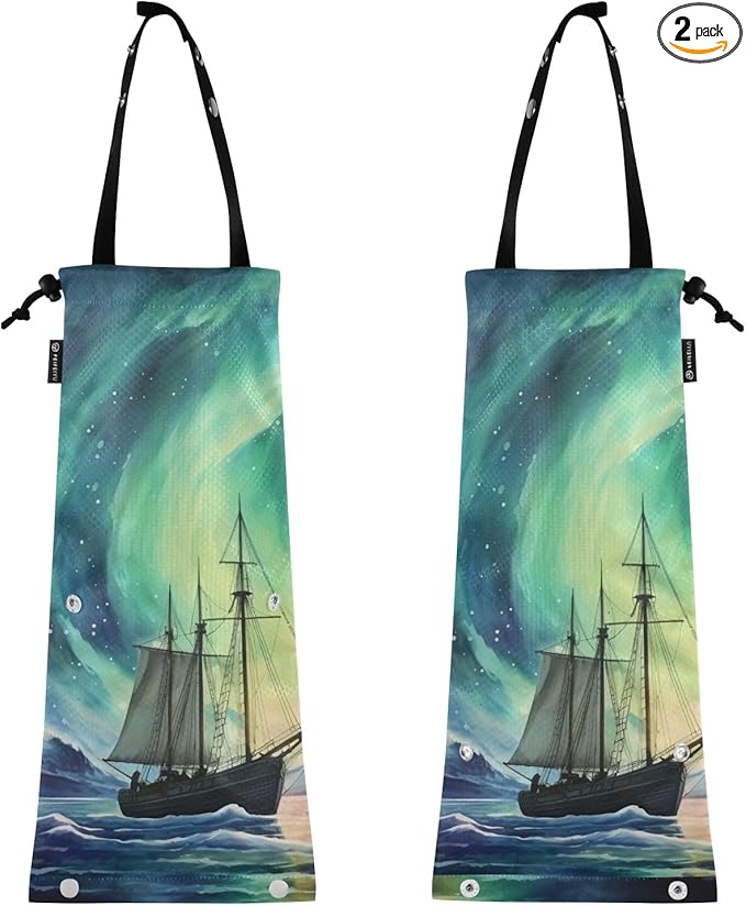 Hanging Car Trash Bags Garbage Bag Trash Can for Back Seat Small Aurora Sailing Washable Storage Bag Retractable 2 Pack