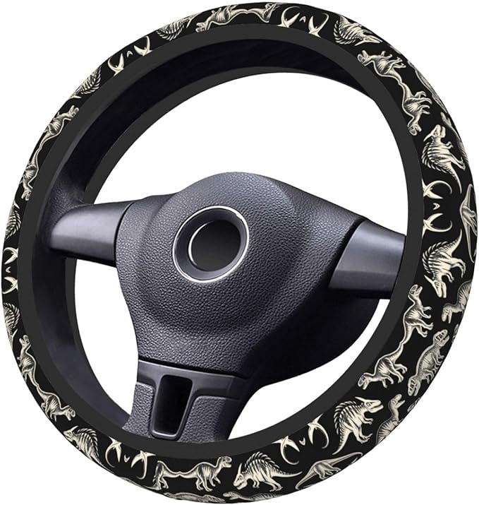 Dark-Dinosaur Universal Fit Steering Wheel Cover for Car, Truck, and SUV, Durable Steering Wheel Protection