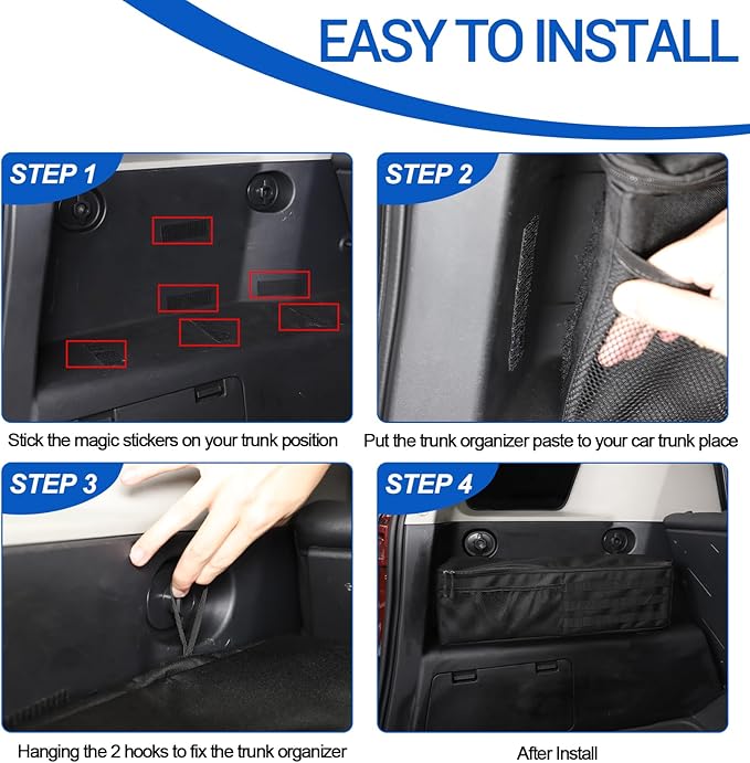 Car Trunk Organizer Compatible with Toyota FJ Cruiser 2007-2021, Rear Storage Organizer Multi-Compartment Oxford Cloth Car Storage Bag Space Saving, Black