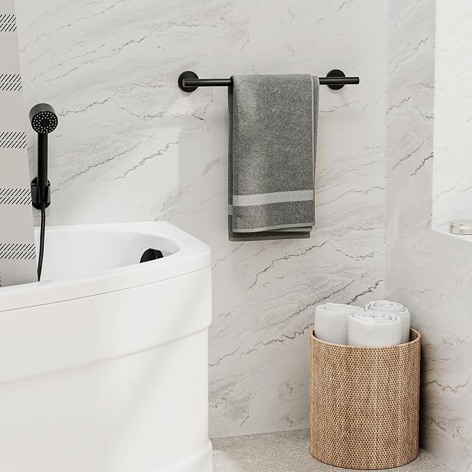 Matte Black Towel Bar 18 Inch, Thicken Bathroom Towel Rack, Towel Holder Wall Mounted, SUS304 Stainless Steel Towel Rod, Modern Home Decor