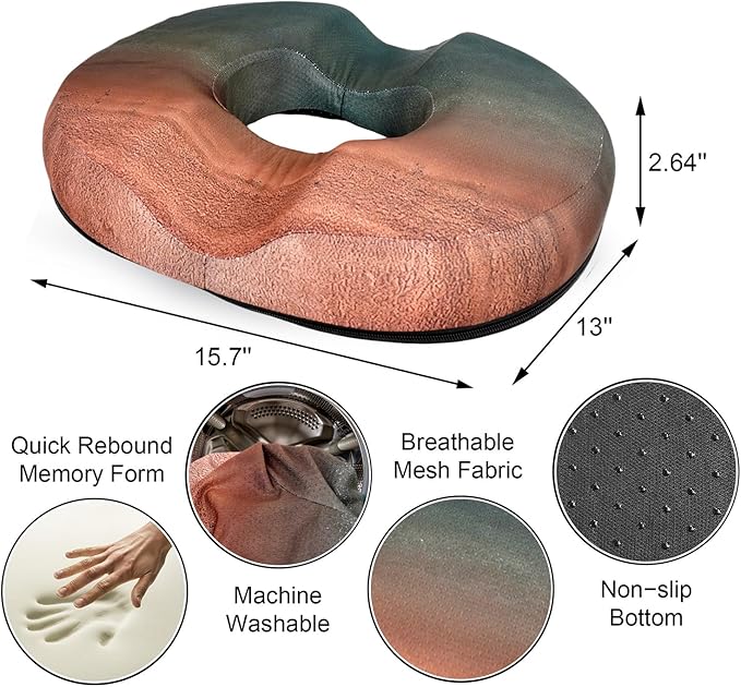 Donut Pillow for Hemorrhoids Seat Cushion for Tailbone Pain Relief - Home Office Chair Cushion for Long Sitting Work - Memory Foam Car Seat Cushions for Driving Butt Pain Pressure