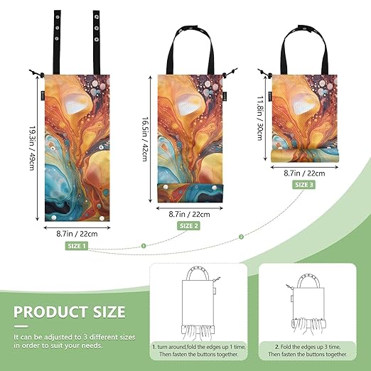 ALAZA Hanging Car Trash Bags Garbage Bag Trash Can for Back Seat Small Marble Orange Blue Washable Storage Bag Retractable 2 Pack