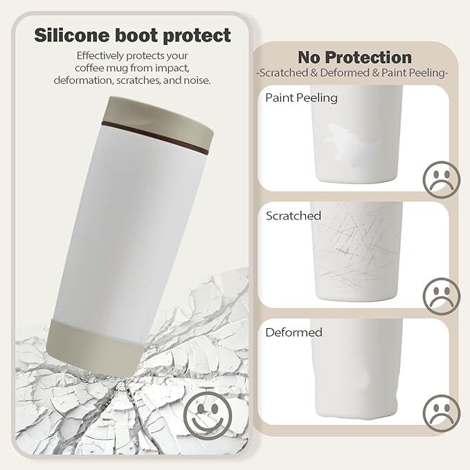 2pcs Silicone Boot for Owala SmoothSip Slider Coffee Tumbler 20oz 12oz, Anti-Slip Sleeve for Travel Coffee Mug, Protective Accessories for Owala BPA Free (Vanilla Bean)