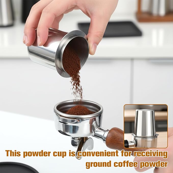 Coffee Dosing Cup 51mm Stainless Steel Coffee Bean Dosing Cup Coffees Grinder Powder Cups Feeder Part Coffees Machine Accessories