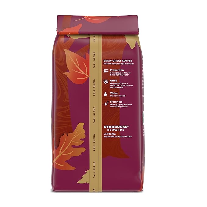 Starbucks Ground Coffee, Medium Roast Coffee, Fall Blend, 100% Arabica, Limited Edition, 6 Bags (10 Oz Each)