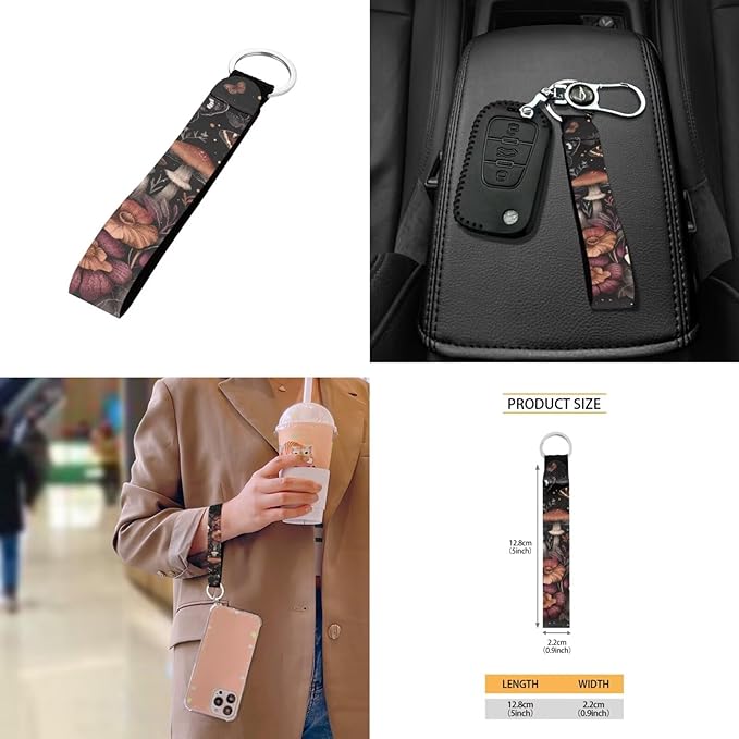 10 PCS Car Interior Accessories Sets for Women, Mushroom Flower Printed Comfortable Breathable Car Front and Back Seat Protector with Steering Wheel Cover Trash Can Coaster, Universal Fits