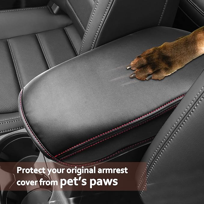 SKTU for 2017-2024 2025 Mazd a CX-5 Center Console Cover 2025 CX5 Central Console Armrest Pad 2024 2025 C-X5 Seat Box Cover 2025 CX5 Center Console Soft Cushion (Red)
