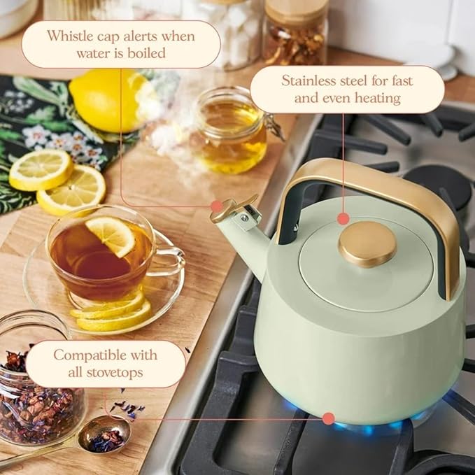 Electric Gooseneck Kettle 1 Liter 1200W, Stainless Steel, Pour Over Coffee Tea, Auto Shut-Off, 360° Cordless Power Base (Sage Green 1.8L)