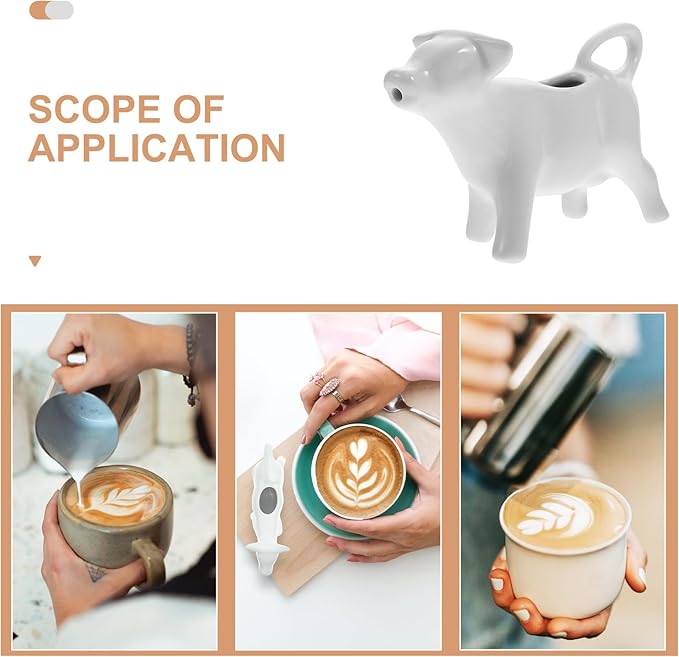 DOITOOL Cow Creamer Pitcher 1.35Oz Ceramic Milk Bottle Latte Art Cup for Coffee Sauce and Gravy Serving Cute Porcelain Milk Dispenser for Home and Cafe