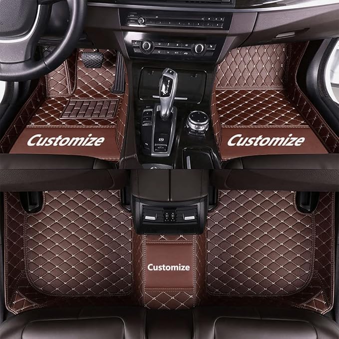 Custom Making Car Floor Mats for 90% Car Model Luxury Leather All Weather Waterproof Anti-Skid Full Coverage Liners (Coffee)
