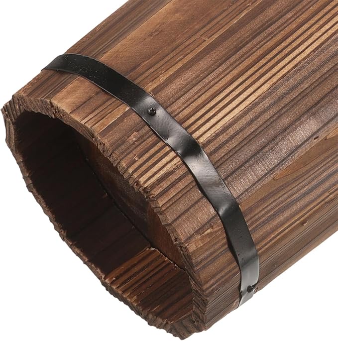 PRETYZOOM Wooden Umbrella Stand Garden Umbrella Base for Outdoor Patio Entryway Modern Design Carbonized Wood Canes