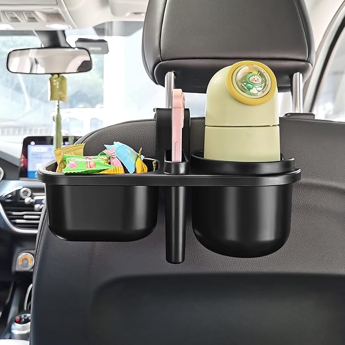 Accmor Car Headrest Backseat Organizer with Cup Holder, 3 in 1 Universal Backseat Car Organizer Tray Hold Bottles, Phone, Snacks, Trash, Non-Slip Grip Clip Car Seat Organizer Tray for Kids Adults