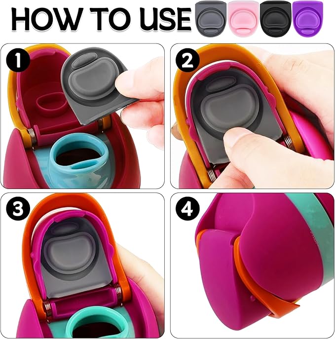 4 Pcs Replacement Stopper Compatible with Owala FreeSip 16oz 32oz,Water Bottle Top Gasket Lid for Owala 16/19/24/32/40oz Seal Mouth Cap Silicone Stopper Parts Insert Accessories(4 Colors 9)