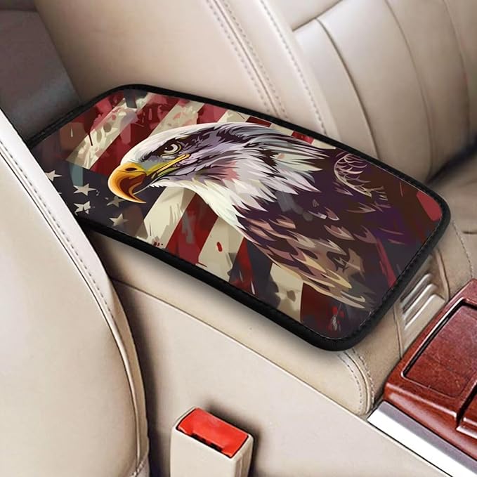 American Flag Center Console Pads USA Flags Armrest Cover Patriot Star Stripe Arm Rest Seat Box Pad Red Lid Covers