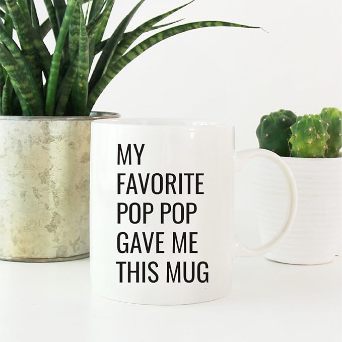 Andaz Press 11oz. Funny Coffee Mug Gag Gift, My Favorite Pop Pop Gave Me This Mug, 1-Pack, Grandson Granddaughter Birthday Christmas Sarcastic Humor Gift Ideas