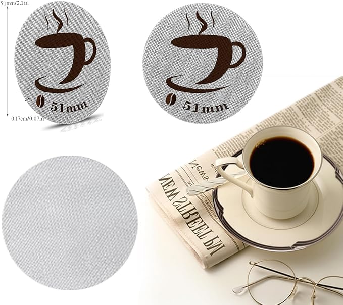 51mm Espresso Puck Screen, Reusable Puck Screen Replacement, Perfect Espresso Distribution Tool Compatible with Espresso Machine 51mm Portafilter Basket, 1.7mm Thickness 150μm