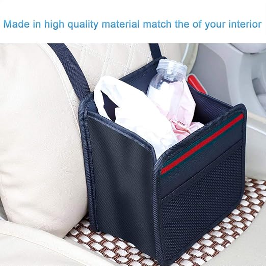 Car Organizer Back Seat,Hanging Premium Car Seat Organizer,Waterproof Odorless Fabric Mini Trash Bag (Black 9X7.8 in)