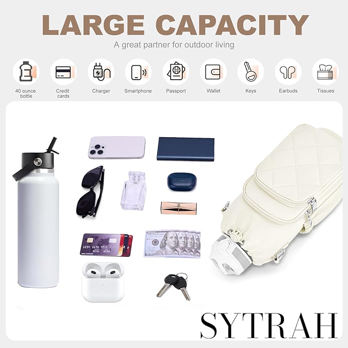 Water Bottle Bag Crossbody，Insulated Water Bottle Purse Crossbody Water Bottle Holder with Strap 40 oz