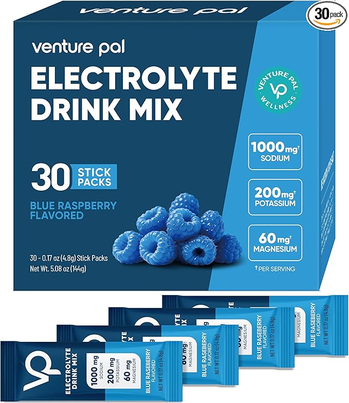 Venture Pal High Sodium Sugar Free Electrolytes Powder Packet, Zero Calories Hydration Packets with Vitamin, Sodium, Potassium & Magnesium, Electrolyte Drink Mix, Vegan, Keto Friendly, 30 Count