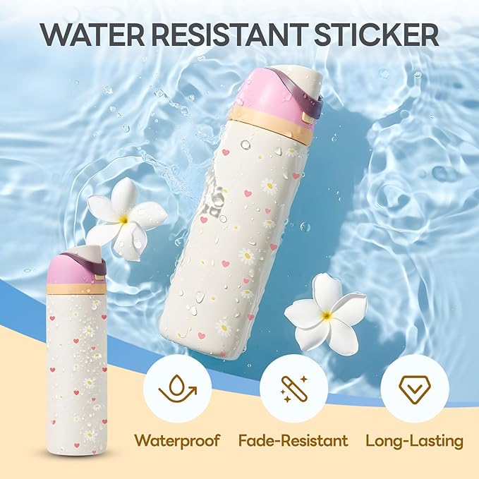 4PCS Daisy Stickers for Owala Water Bottle, Stickers Waterproof Compatible with Urban Outfitters Owala Bottles, Tumbler Cup Accessories Decal Decorate
