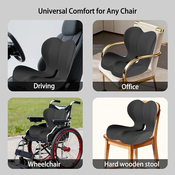 Seat Cushion for Truck Driver | Office Chair Seat Cushions for Office Chair with L-Shaped Ergonomic Design | Memory Foam Chair Cushion for Long Sitting Office Worker