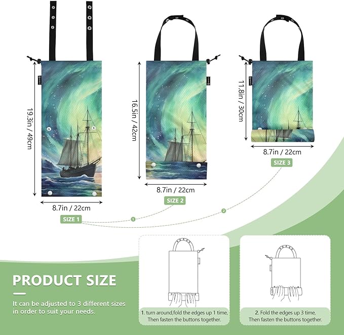 Hanging Car Trash Bags Garbage Bag Trash Can for Back Seat Small Aurora Sailing Washable Storage Bag Retractable 2 Pack