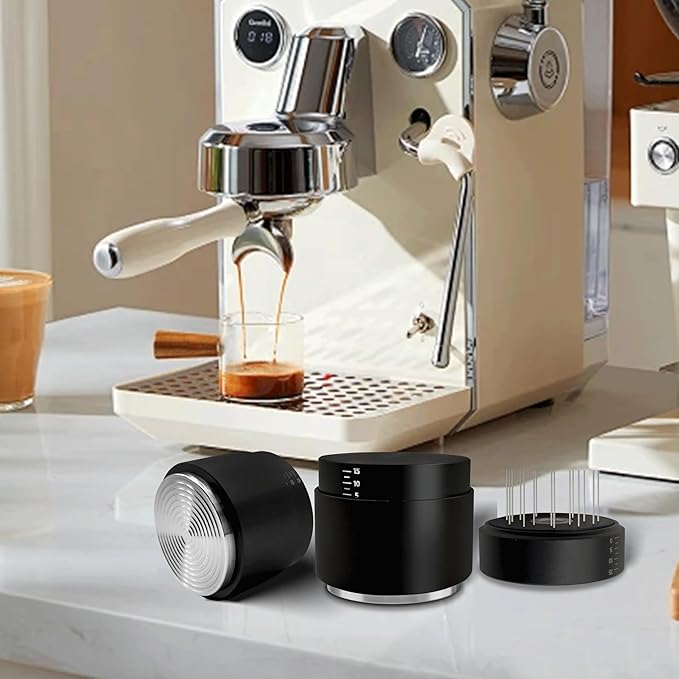3-in-1 Coffee Distributor and Tamper with WDT Tool – Espresso Distribution Tool Set, Professional Espresso Accessories Kit, Fits 58mm Portafilters (58mm)