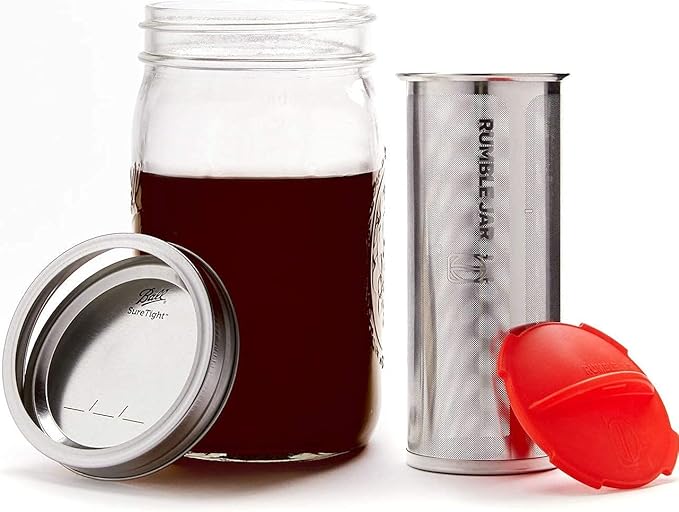 Rumble Jar - Next-Gen Cold Brew Coffee Maker for Mason Jars - 200 Micron Filter Is Ideal for Coarse Grounds & Stronger Coffee - Standalone Filter (no Mason Jar included)
