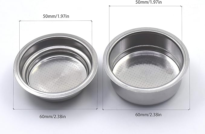 50mm Dual Wall Filter Basket Filter One Cup and BES820XL/205 Two Cup for Br ESP8XL 800ESXL BES820XL ESP6SXL BES250XL and Espresso Maker EM-100 (2 Pack)