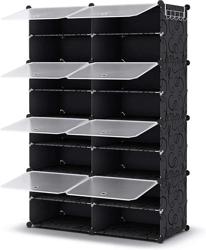 HOMIDEC Shoe Rack, 8 Tier Shoe Storage Cabinet 32 Pair Plastic Shoe Shelves Organizer for Closet Hallway Bedroom Entryway