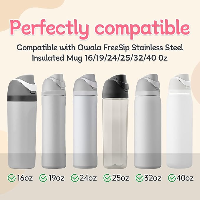 2 Sets Replacement Stopper and O Ring Gasket Compatible with Owala FreeSip 24oz 32oz,Water Bottle Lid Insert Cap Rubber Seal Parts for Owala 16/19/24/32/40oz Mouthpiece Accessories FA1